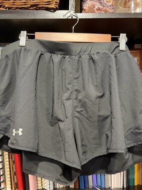 Under Armour Black Layered Athletic Shorts with Built-In Liner